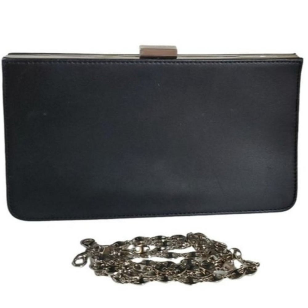 Giani Bernini Black Leather Bag Clutch Shoulder Handbag Cocktail Purse CROSSBODY
